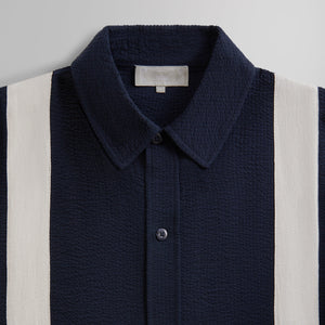 Kith Seersucker Long Sleeve Boxy Collared Overshirt - Nocturnal