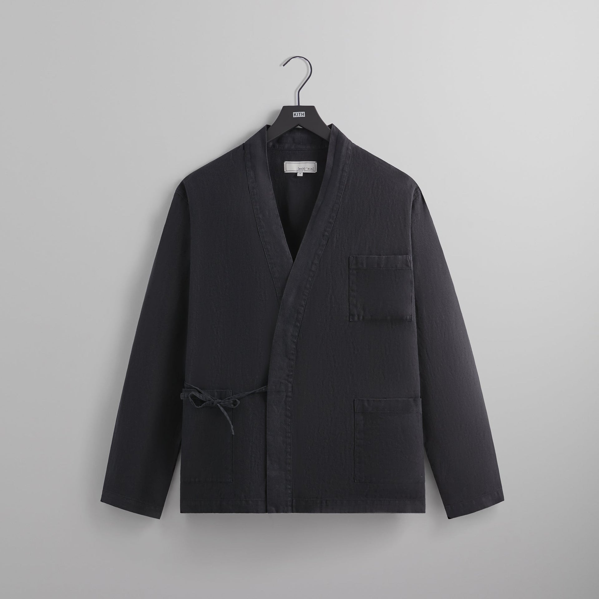 &Kin Herringbone Linen Karter Long Sleeve Gi - Black