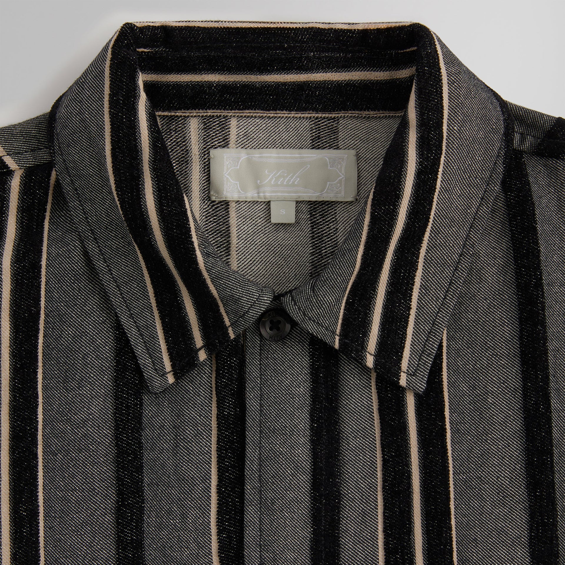 Kith Striped Flannel Boxy Collared Overshirt - Black