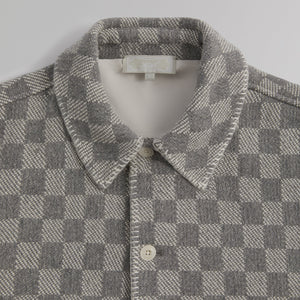 Kith Check Boucle Boxy Collared Overshirt - Steel