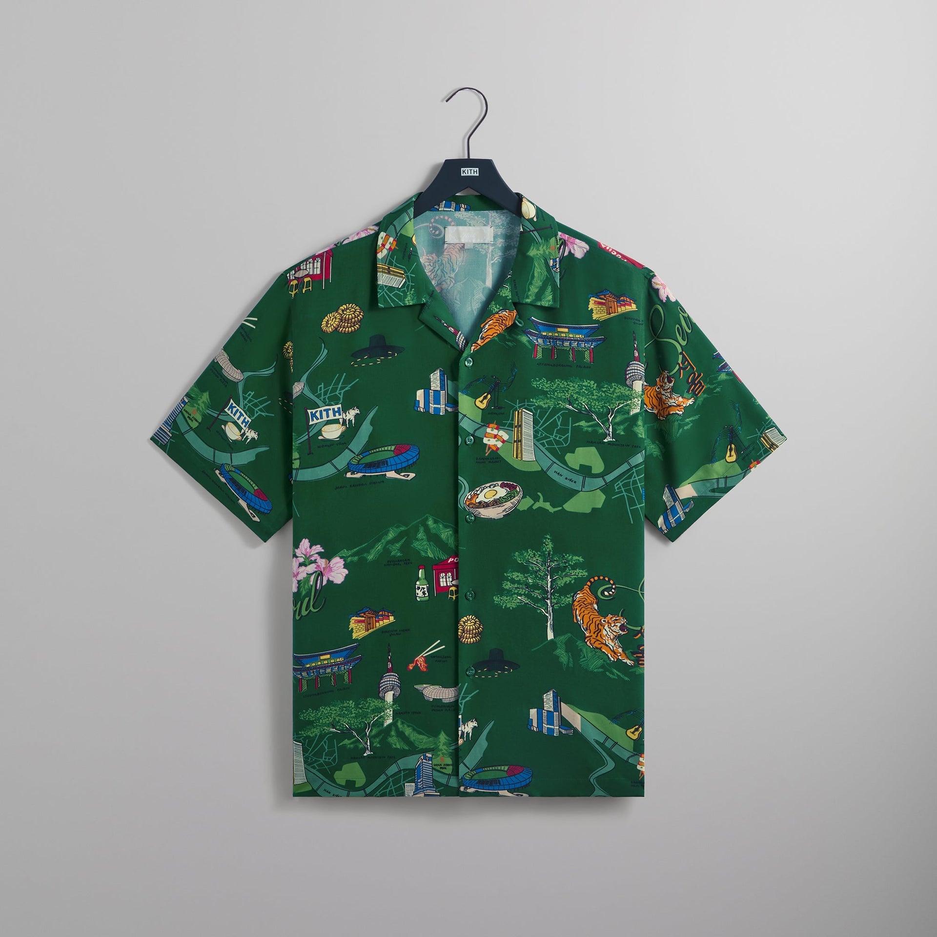 Kith Seoul Thompson Camp Collar Shirt - Conifer