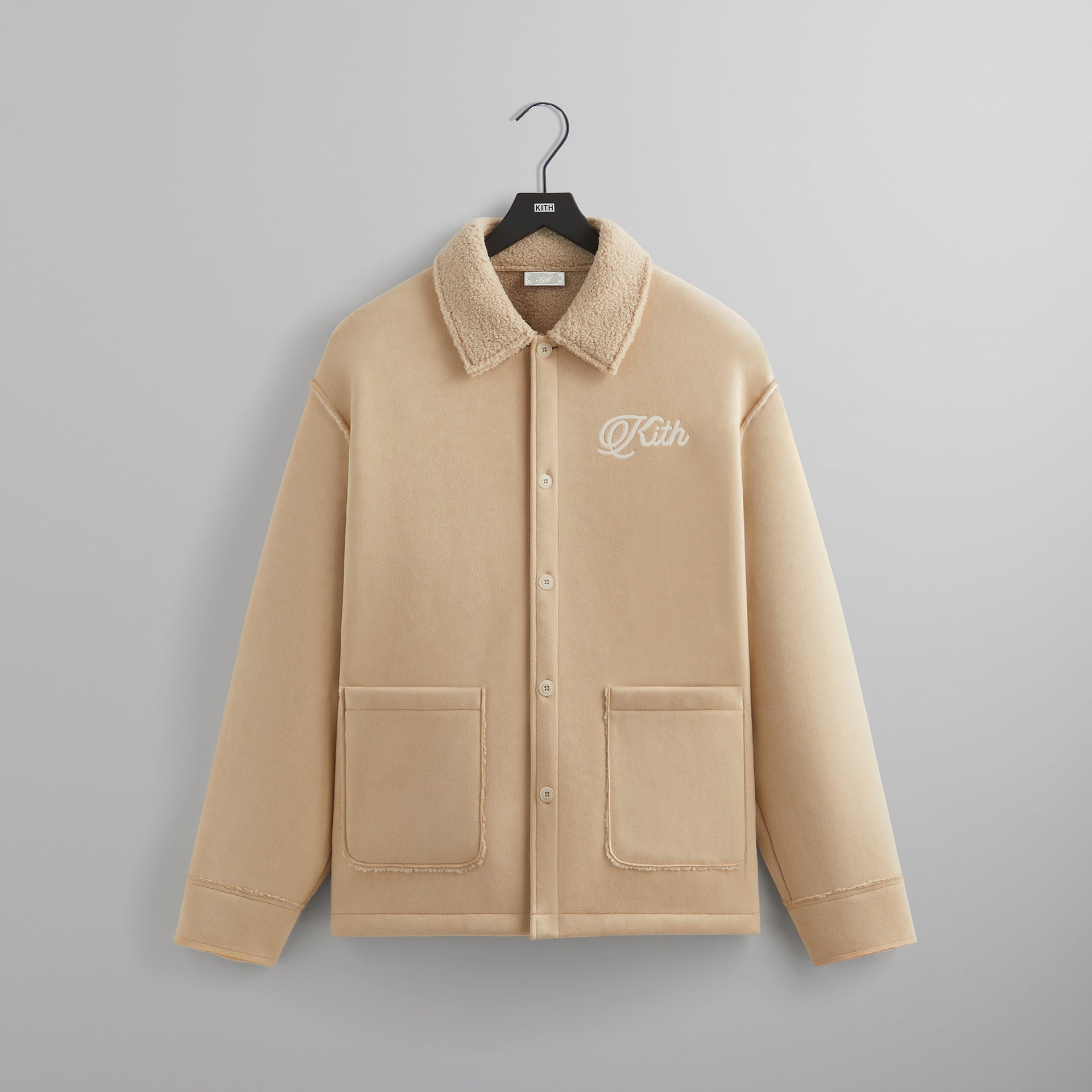 Kith Faux Shearling Long Sleeve Boxy Collared Overshirt - Stolid