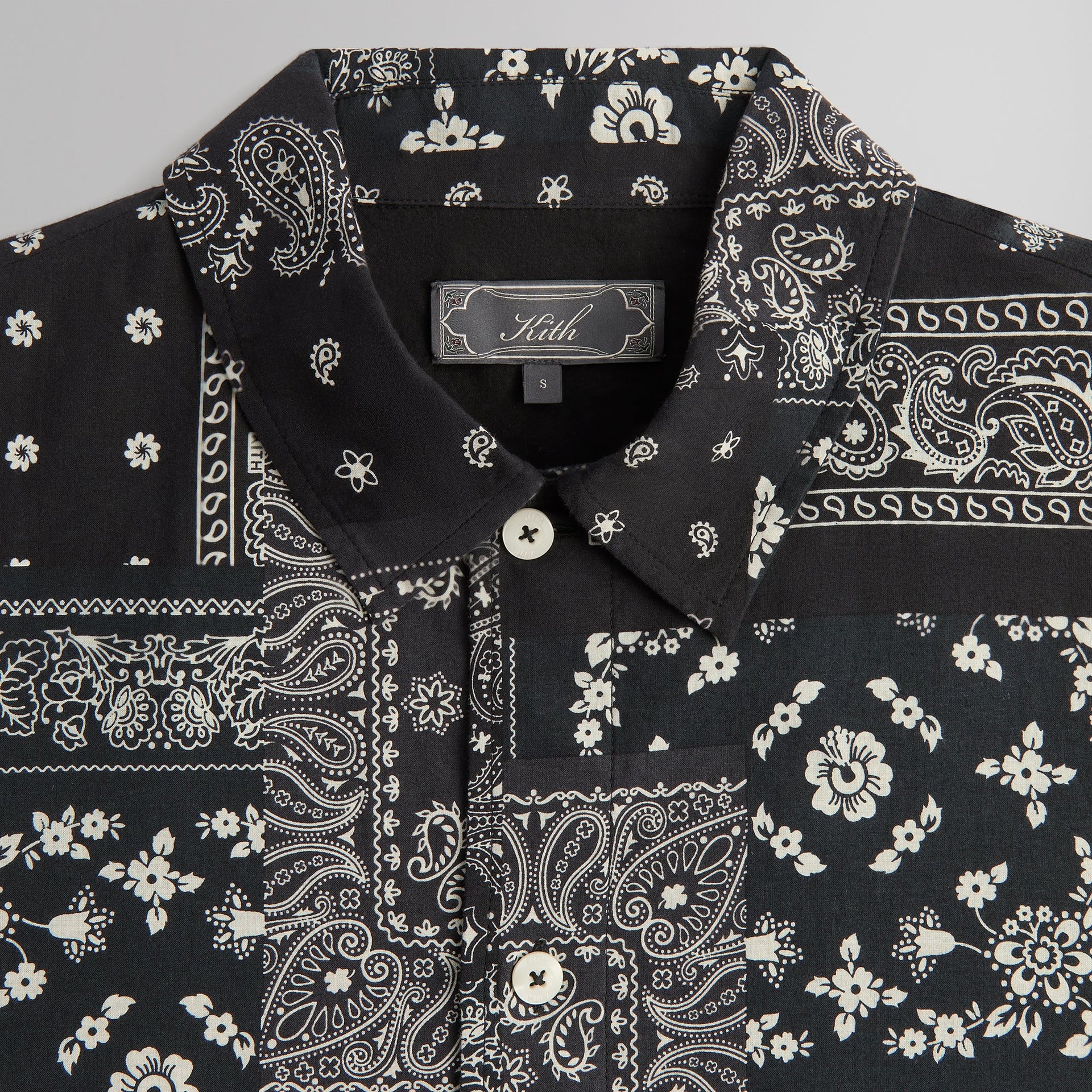 Kith Washed Cotton Bandana Boxy Collared Overshirt - Black