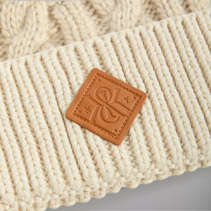 Kithmas Leather Crest Mia Beanie - Heather Oatmeal