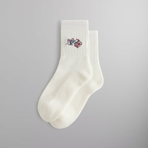 Kith Paisley Embroidery Mid Length Crew Socks - White