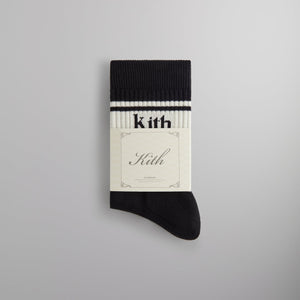 Kith Striped Mid Crew Cotton Socks With Jacquard Logo - Black