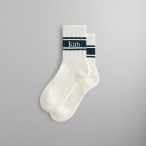 Kith Striped Mid Crew Cotton Socks With Jacquard Logo - Stadium