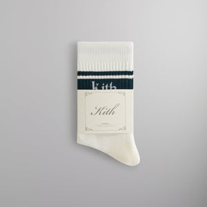 Kith Striped Mid Crew Cotton Socks With Jacquard Logo - Stadium