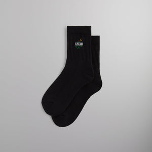 Kith Butterfly Box Logo Mid Crew Socks - Black