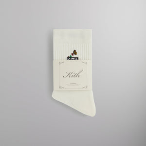 Kith Butterfly Box Logo Mid Crew Socks - White