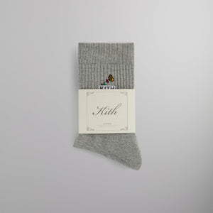 Kith Butterfly Box Logo Mid Crew Socks - Heather Grey