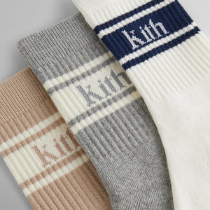 Kith 3-Pack Striped Jacquard Mid Crew Cotton Socks - Multi