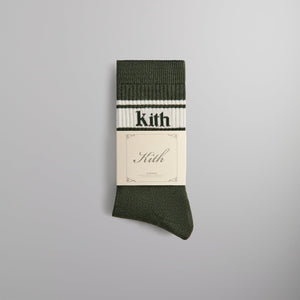 Kith Serif Jacquard Striped Crew Socks - Algae