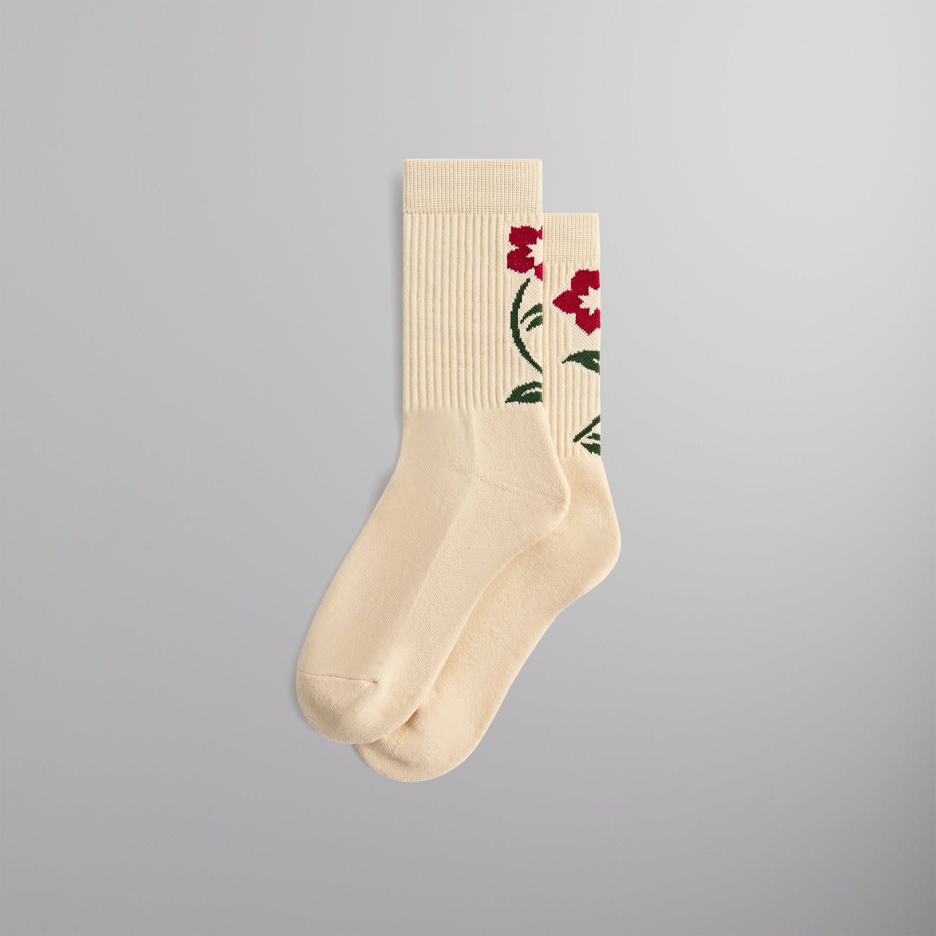 Kith Jacquard Rose Crew Socks - Sandrift