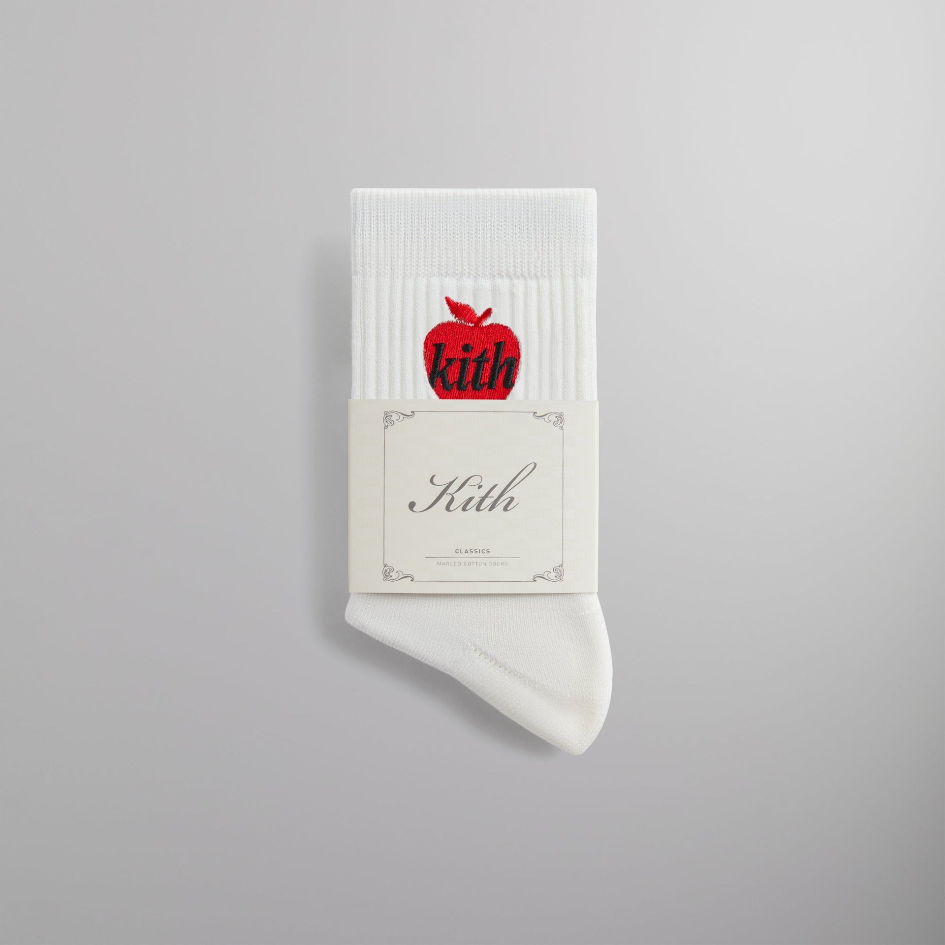 Kith Big Apple Mid Crew Sock - White