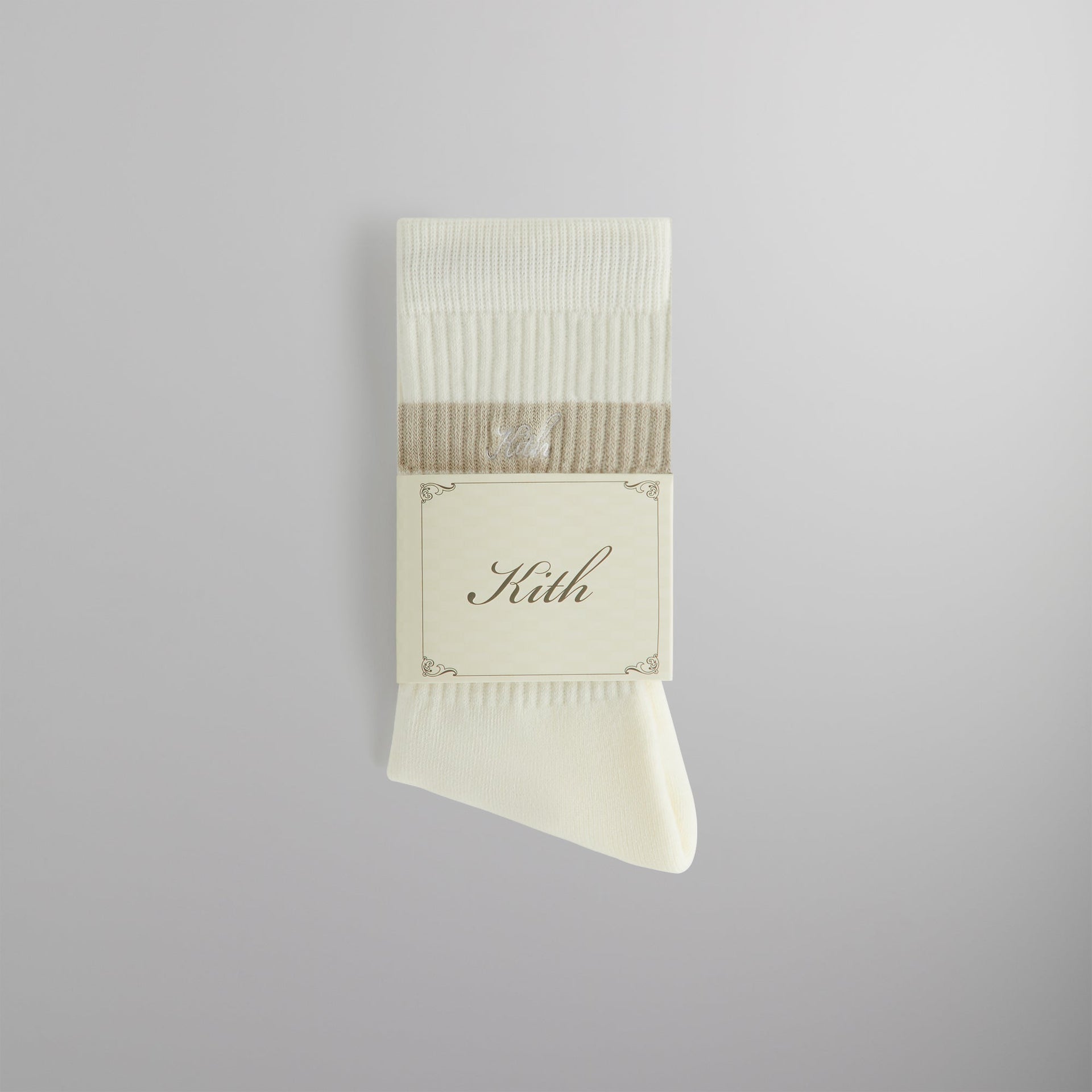 Kith Double Stripe Script Embroidered Cotton Crew Socks - Hallow