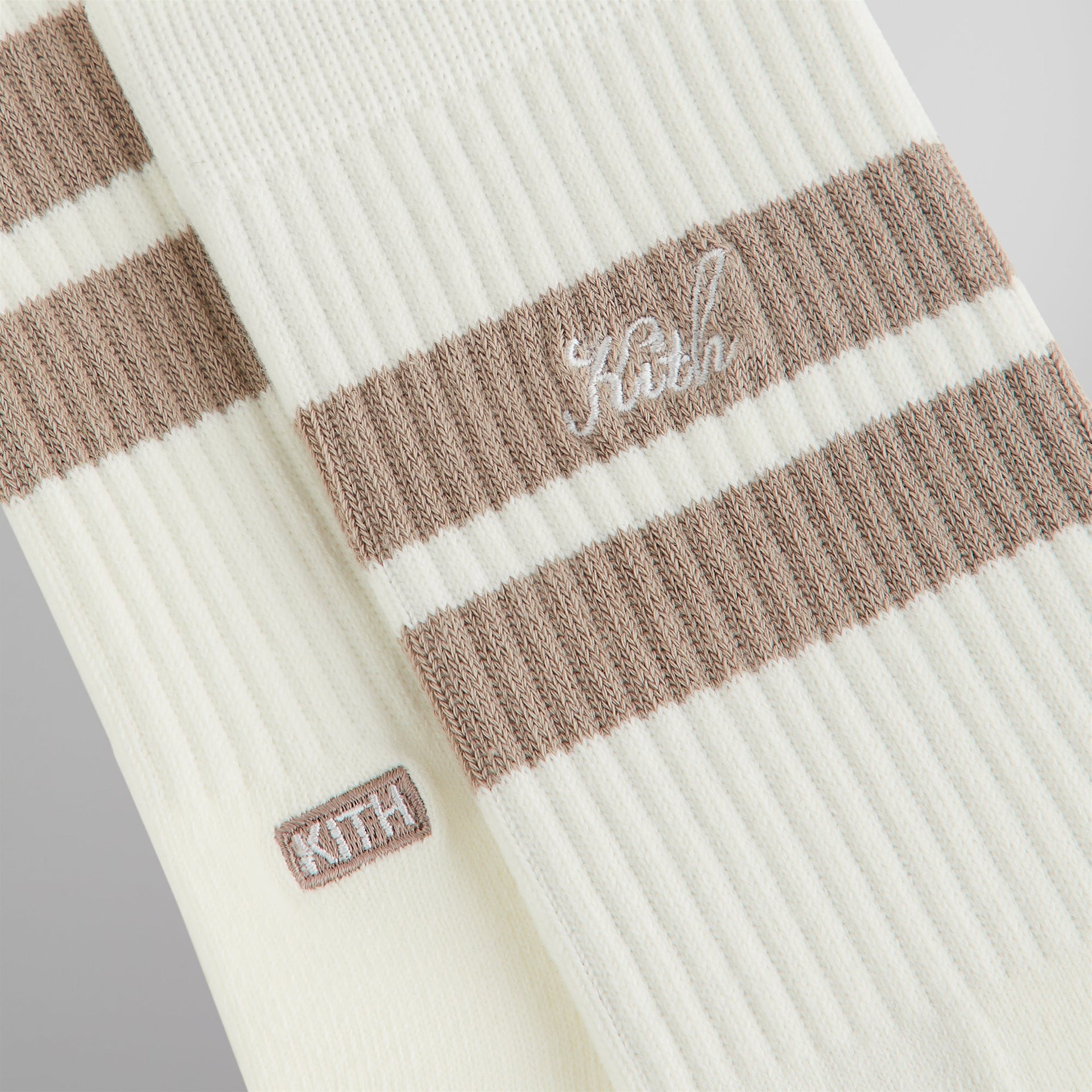 Kith Double Stripe Script Embroidered Cotton Crew Socks - Molecule