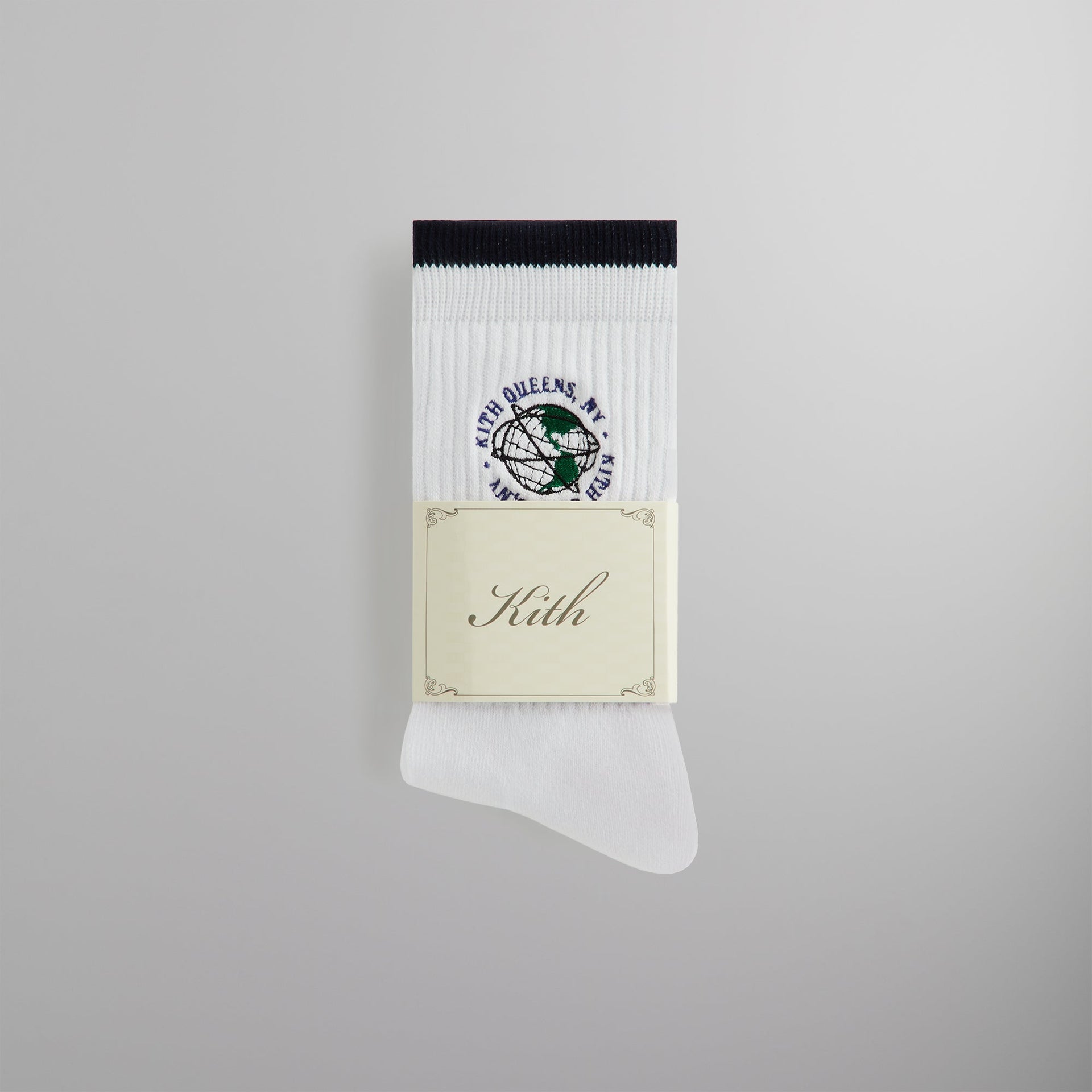 Kith Embroidered Globe Crew Sock - White