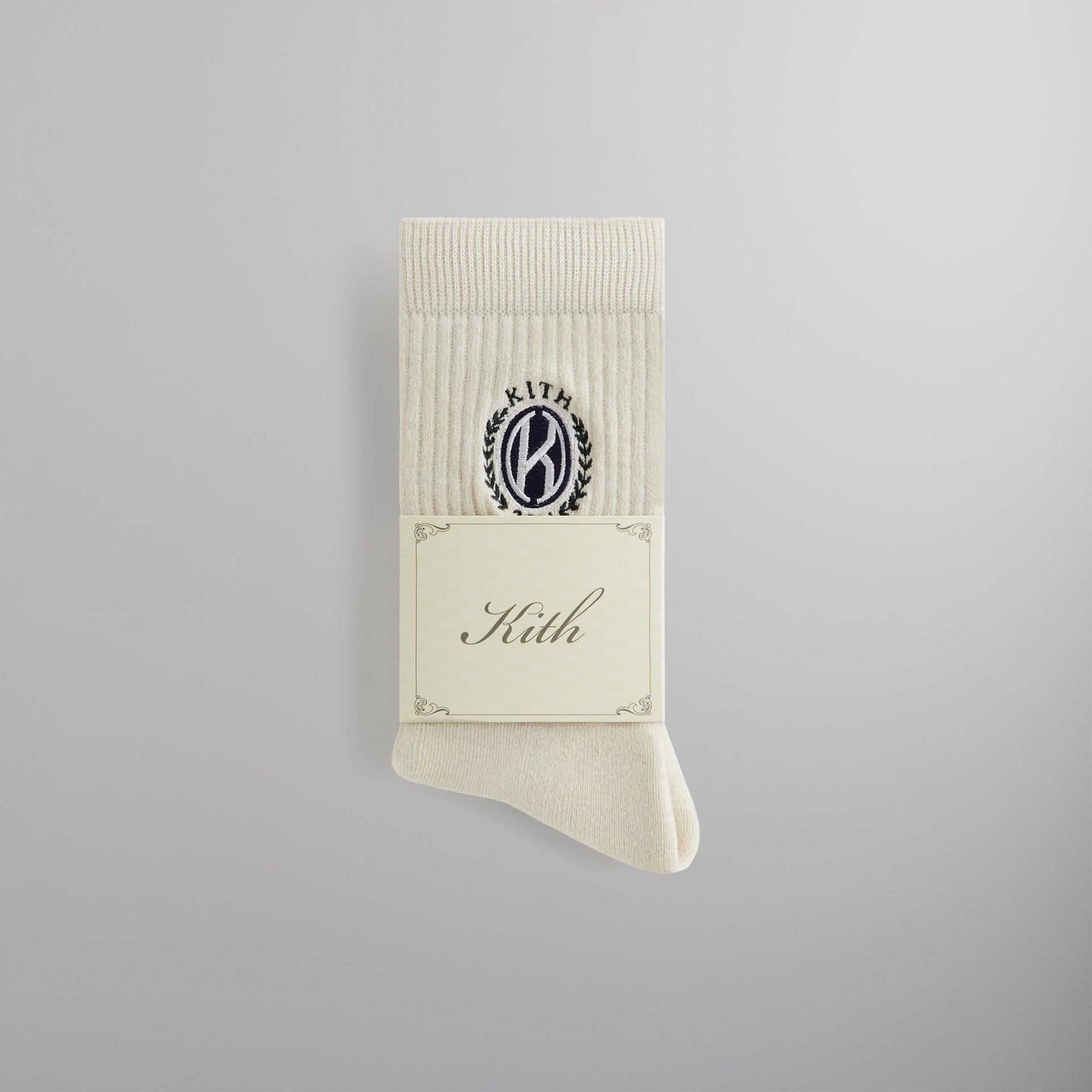 Kith Embroidered Crest Crew Sock - Sandrift