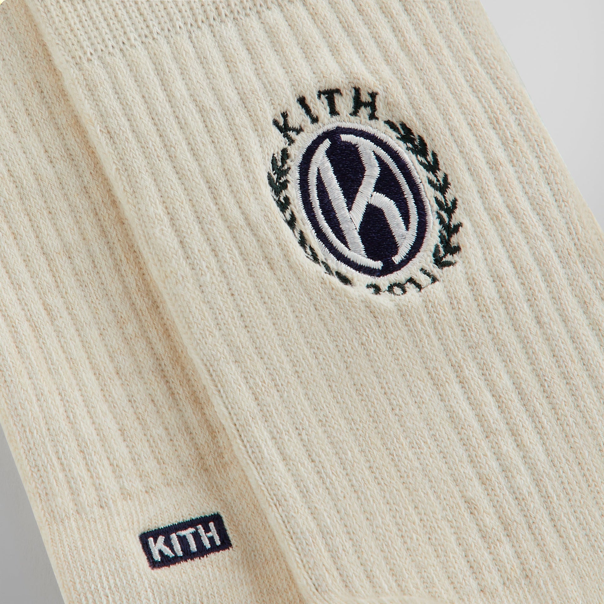 Kith Embroidered Crest Crew Sock - Sandrift