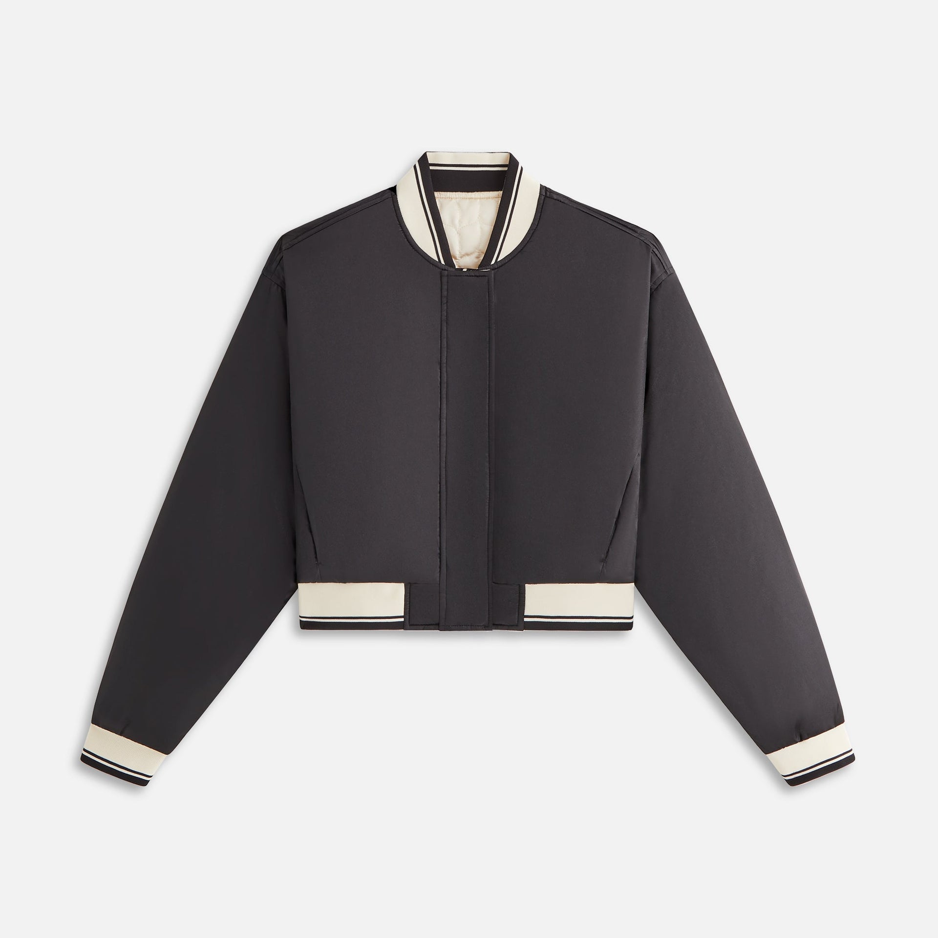 Kith Women Landry Cropped Satin Bomber - Black