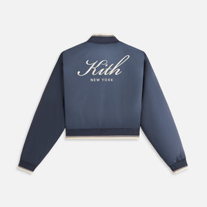 Kith Women Landry Cropped Satin Bomber - Nocturnal