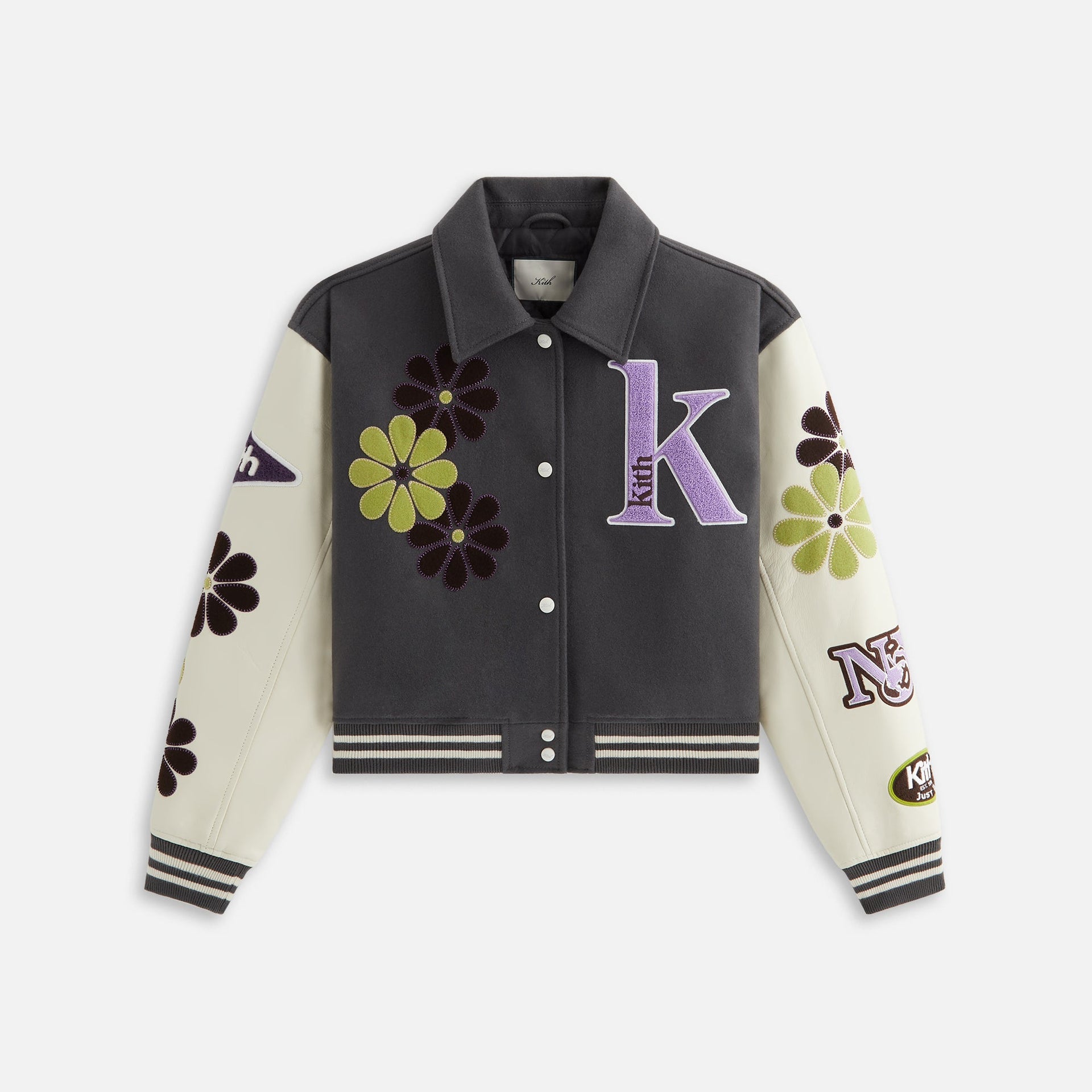 Kith Women Campbell Cropped Floral Varsity Jacket - Hematite