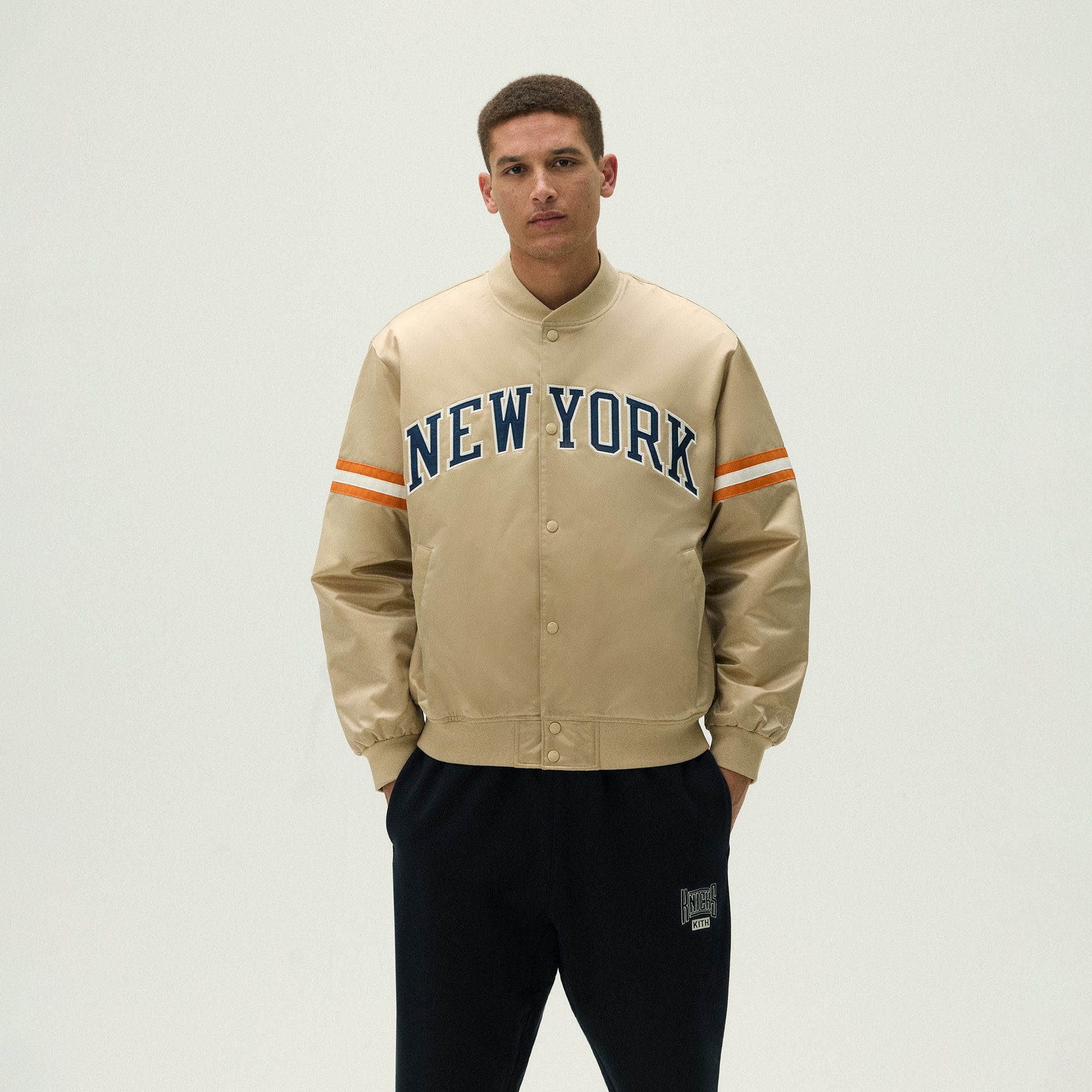 Kith for the New York Knicks Wings Satin Bomber Jacket - Stock