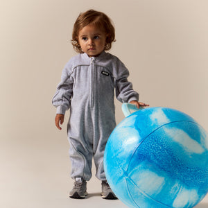 Kith Baby Velour Track Coverall - Heather Grey