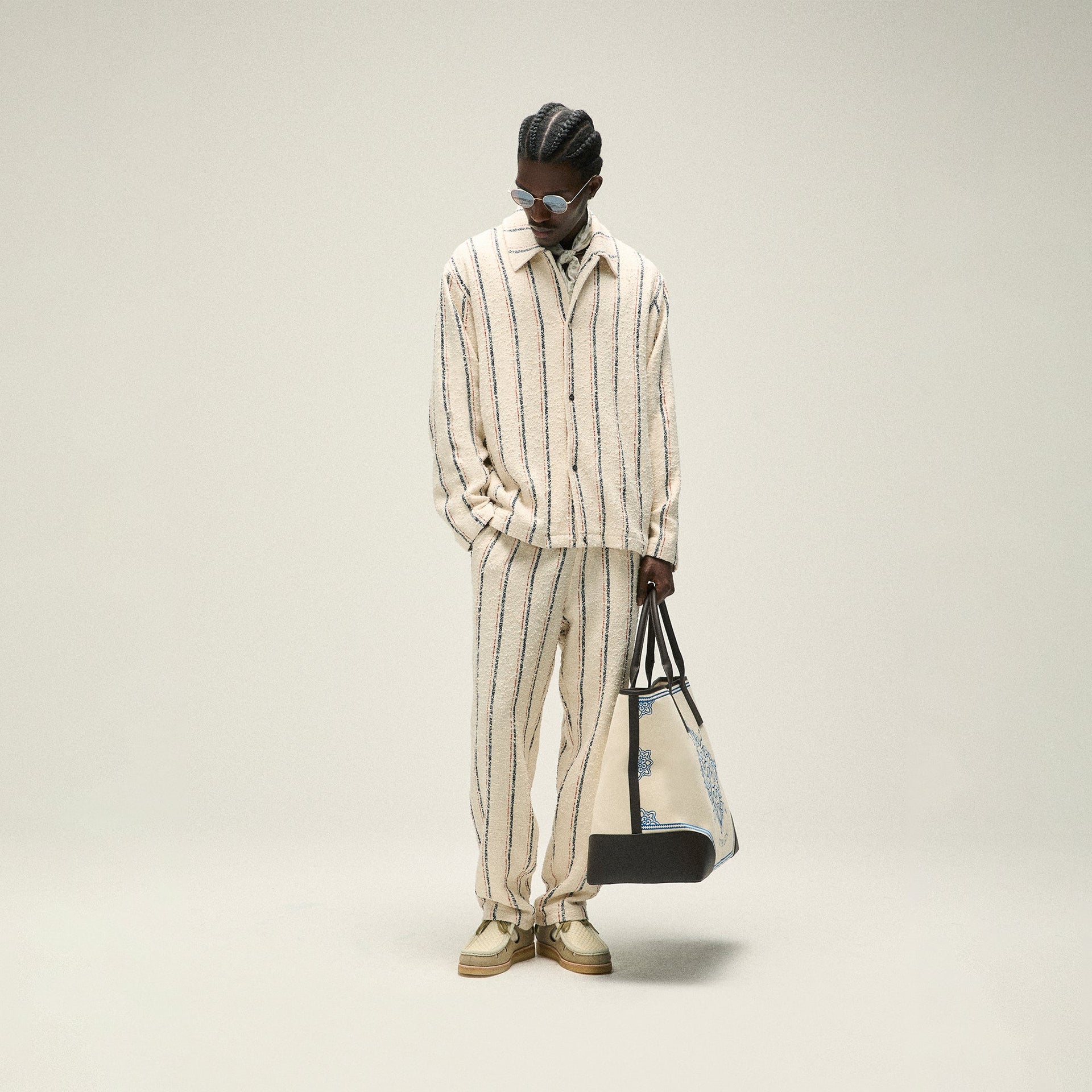Kith Striped Boucle Coaches Jacket - Whisper
