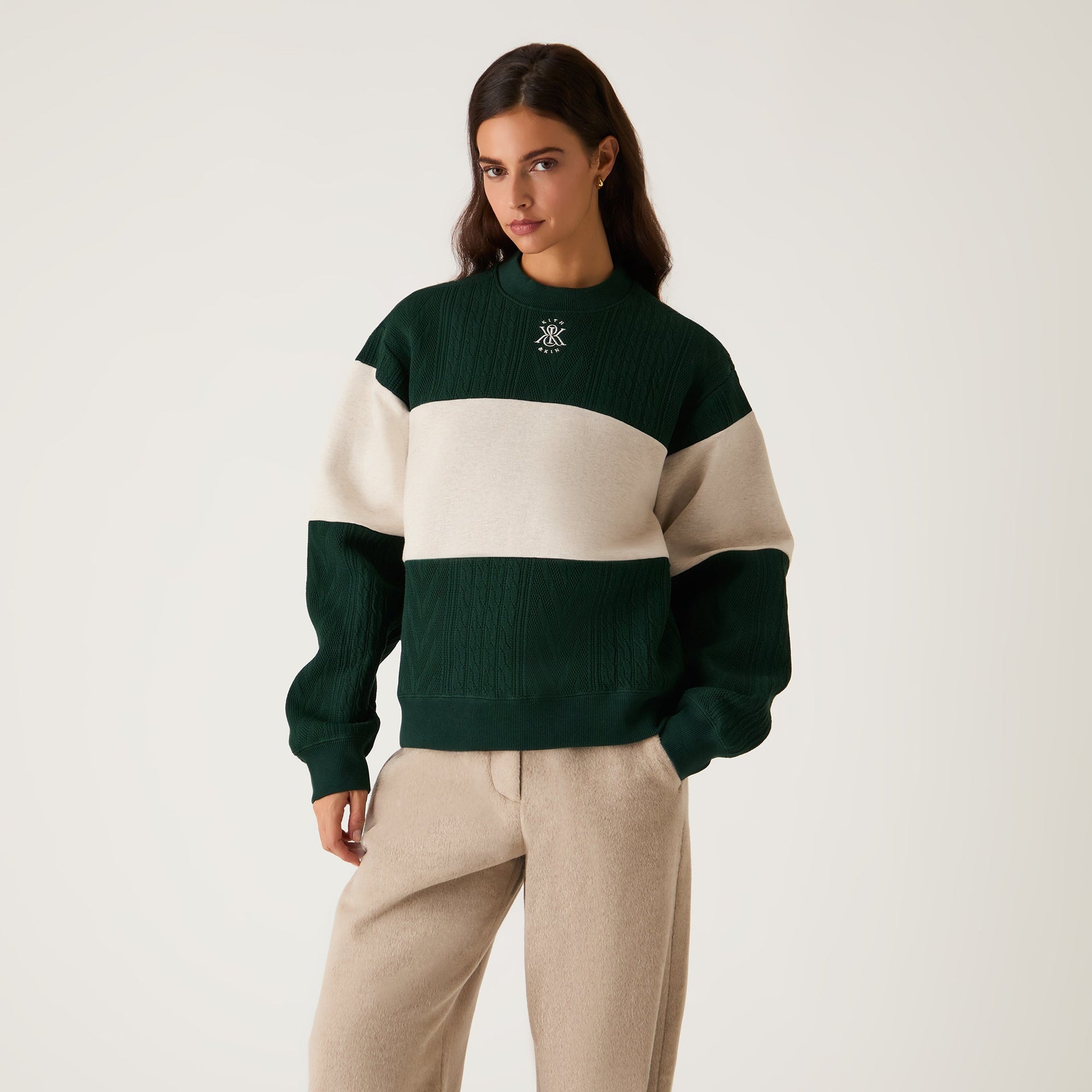 Kith Women Ashwin Cable Panelled Crewneck - Stadium