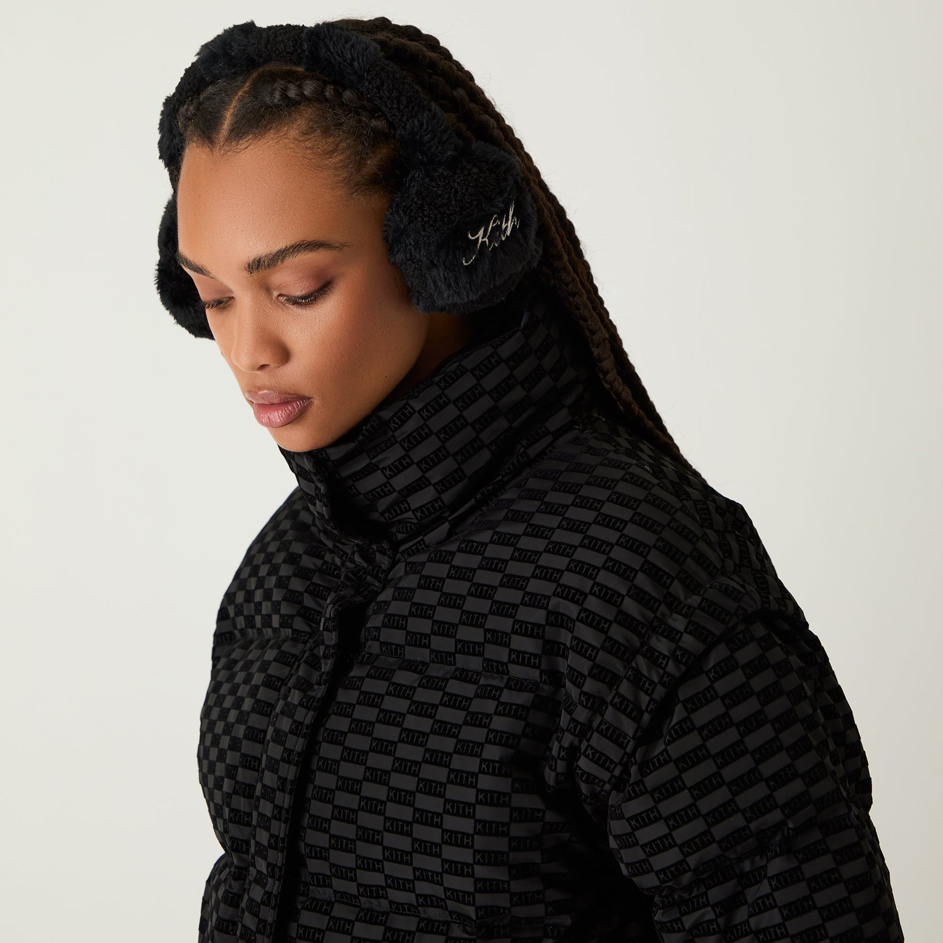 Kith Women Monogram Sherpa Ear Muff - Black