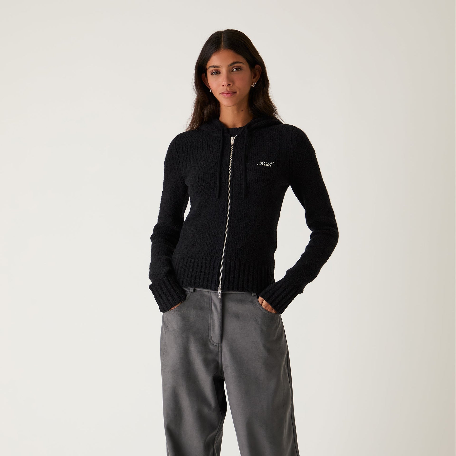 Kith Women Faryn Hooded Zip Sweater - Black