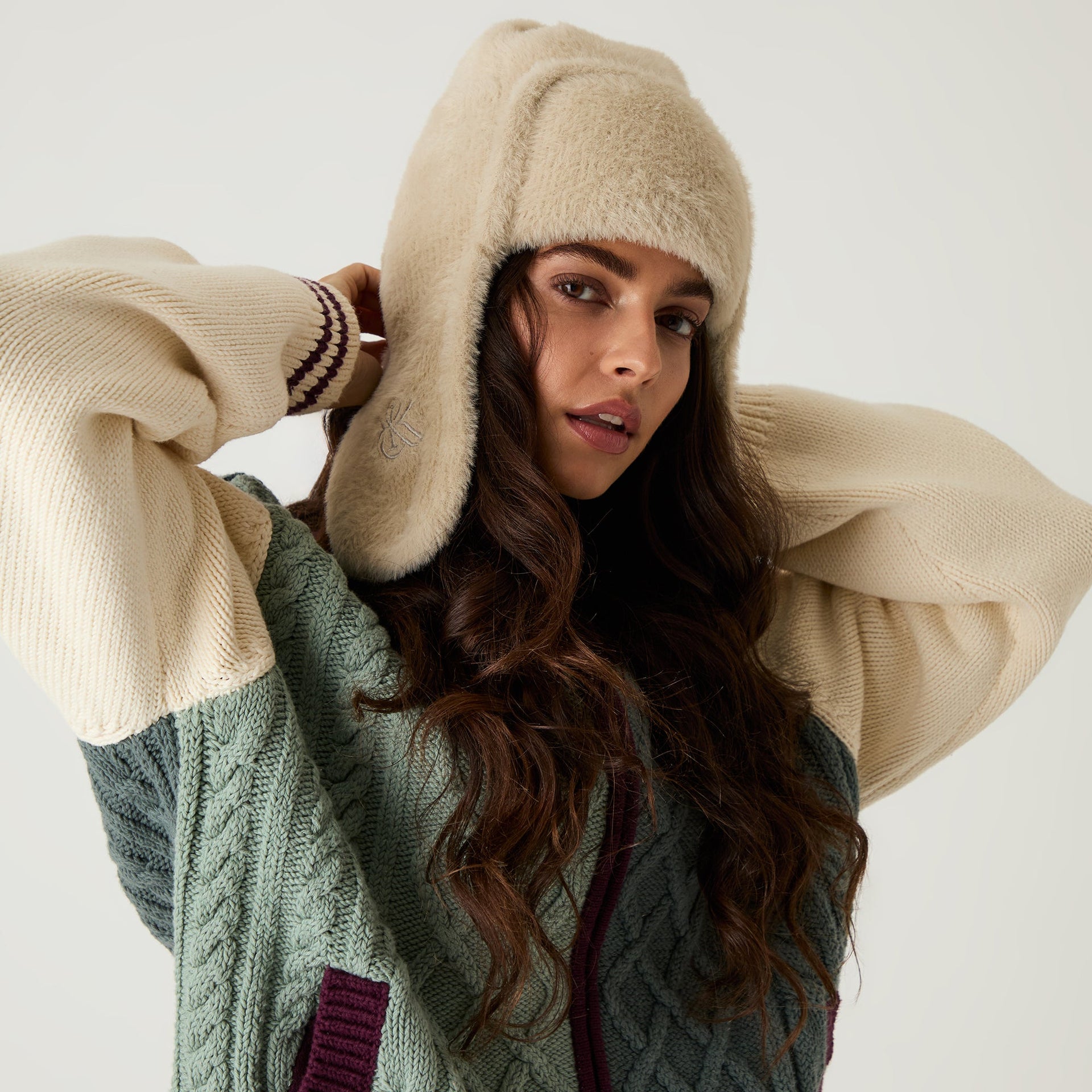 Kith Women Mohair Earflap Beanie - Oat