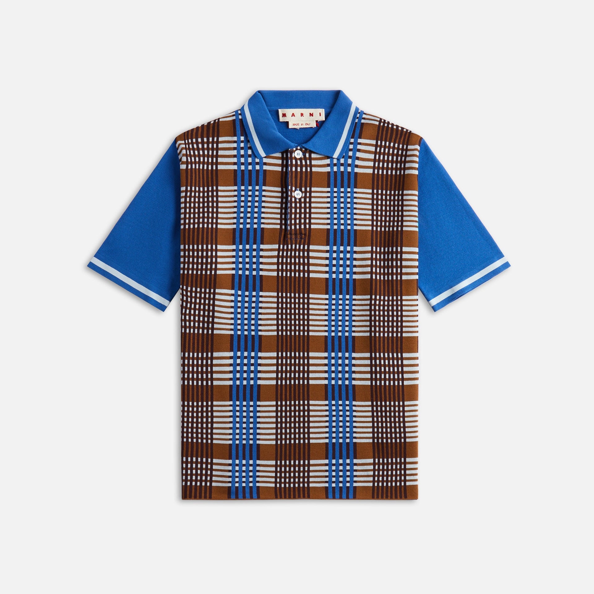 Marni Light Cotton Check Polo - Cigar