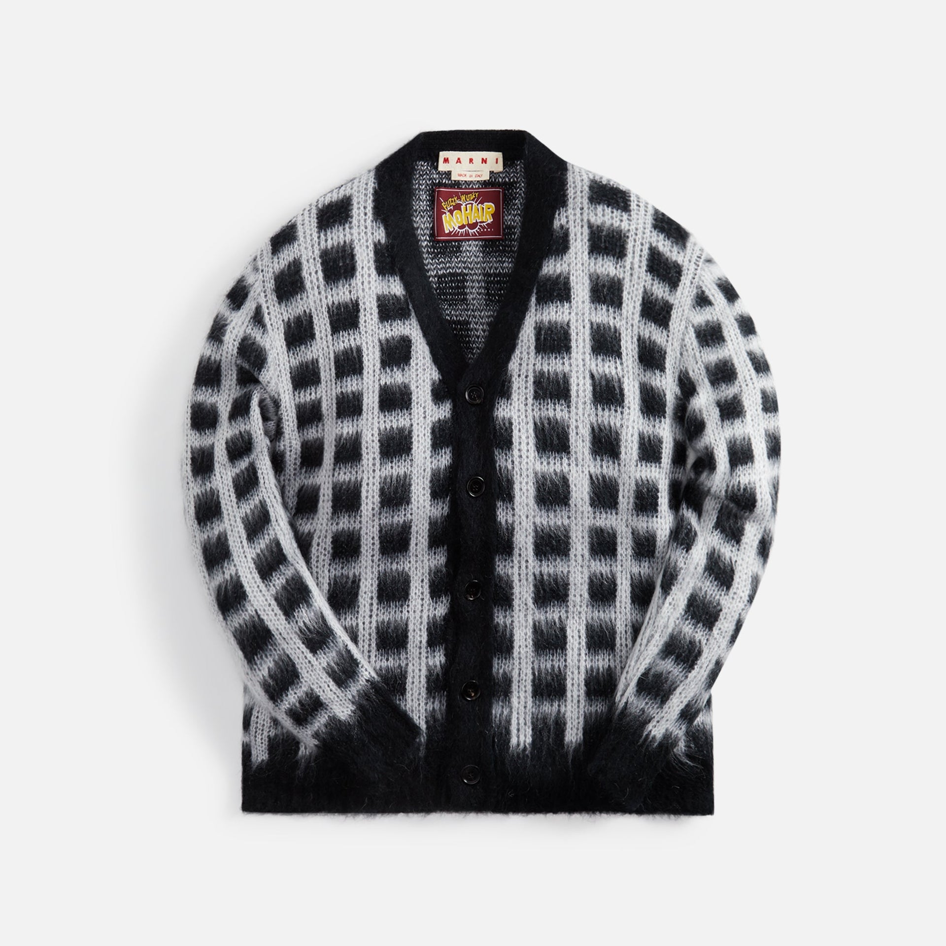 Marni Brushed Check Fuzzy Wuzzy Cardigan - Black