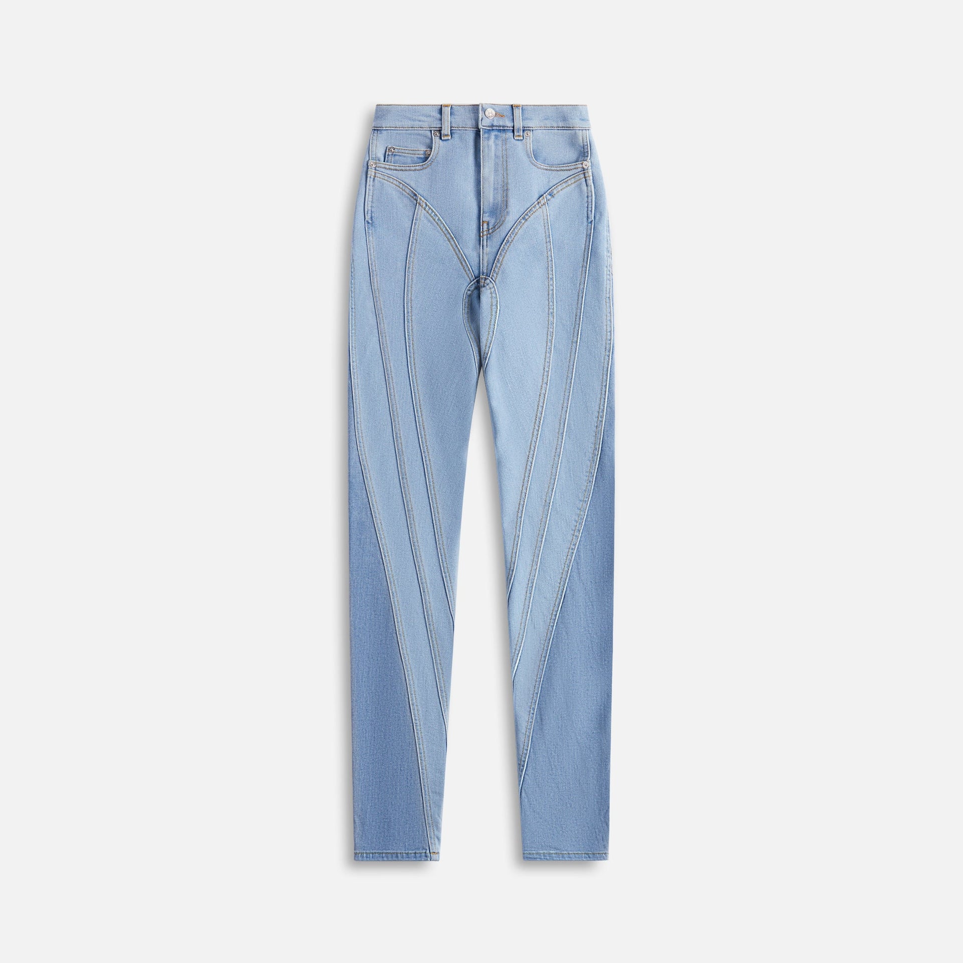 Mugler Contrast Denim Pant - Light Blue