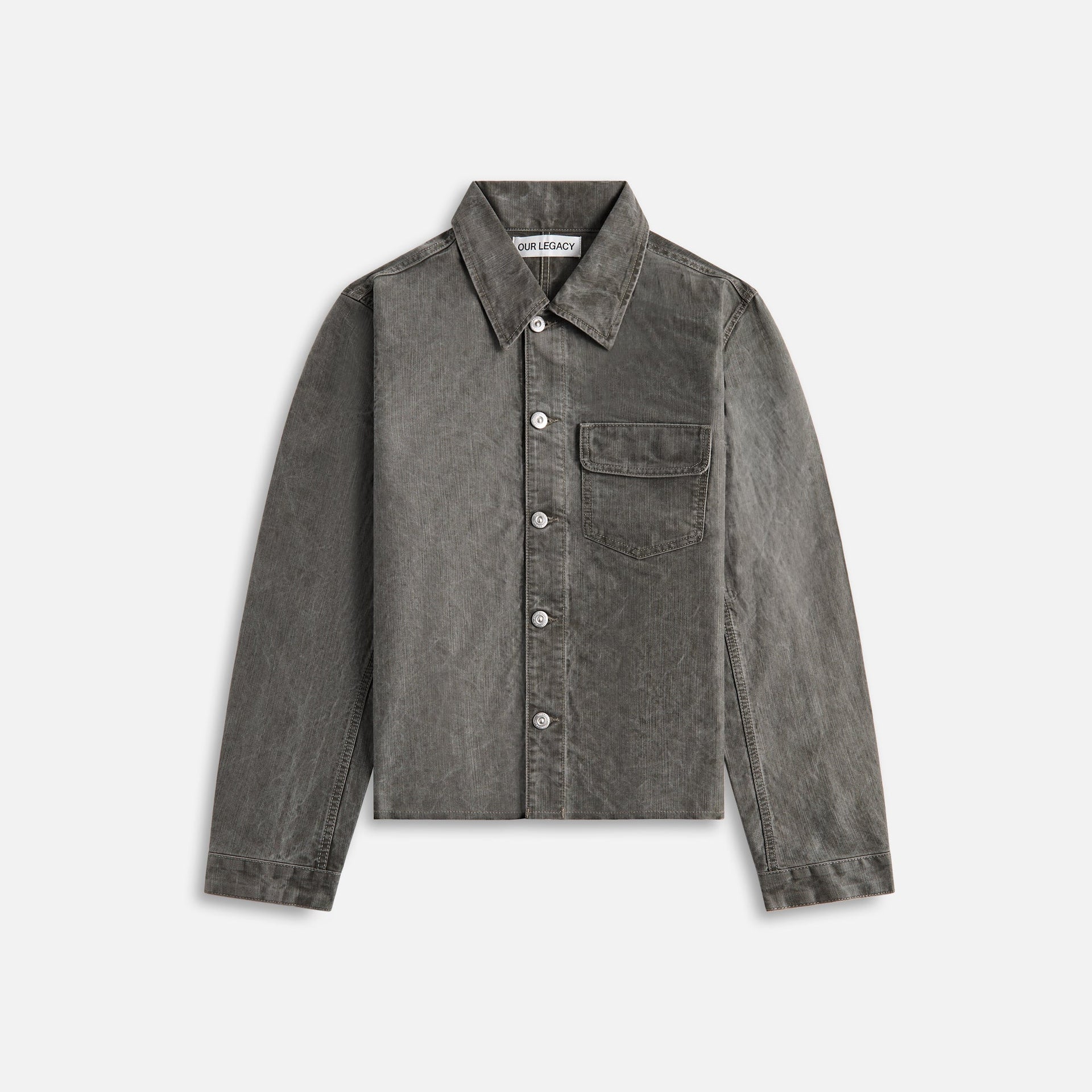 Our Legacy Cut Rebirth Jacket Olive Pigment Coated Weave Jacket - Gray