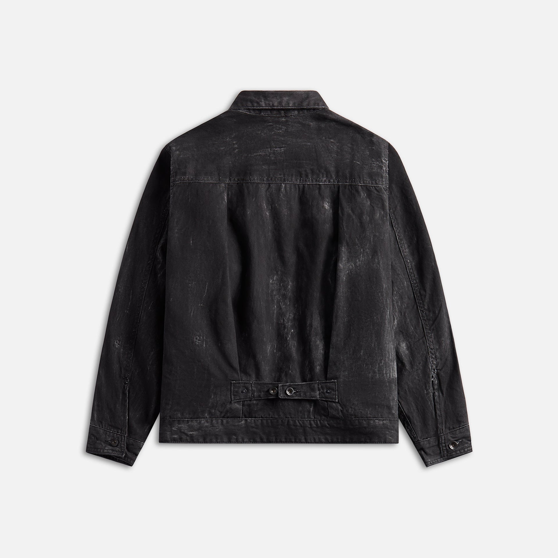 Engineered Garments Trucker Jacket Black Cotton Distressed Print - Black