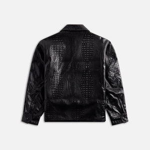 Engineered Garments G8 Jacket Black Alligator Embossed Fake Leather - Black