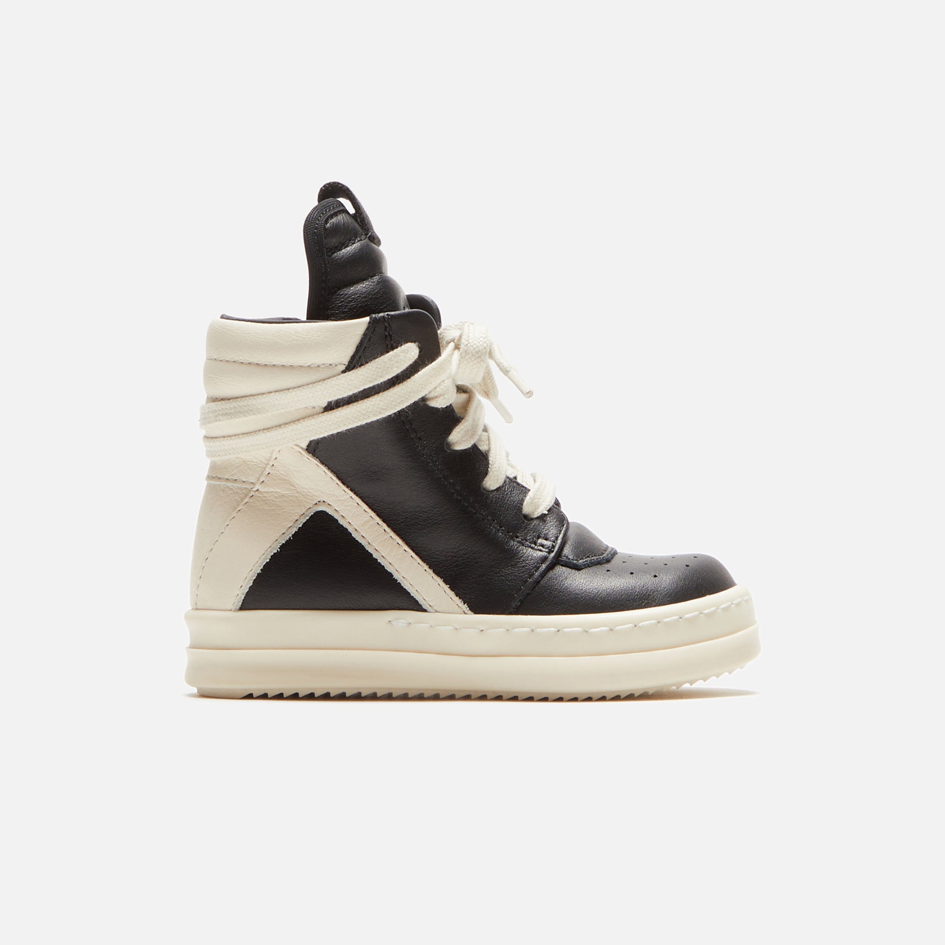 Rick Owens Baby Geobasket - Black / Milk / Milk / Scarpe in Pelle