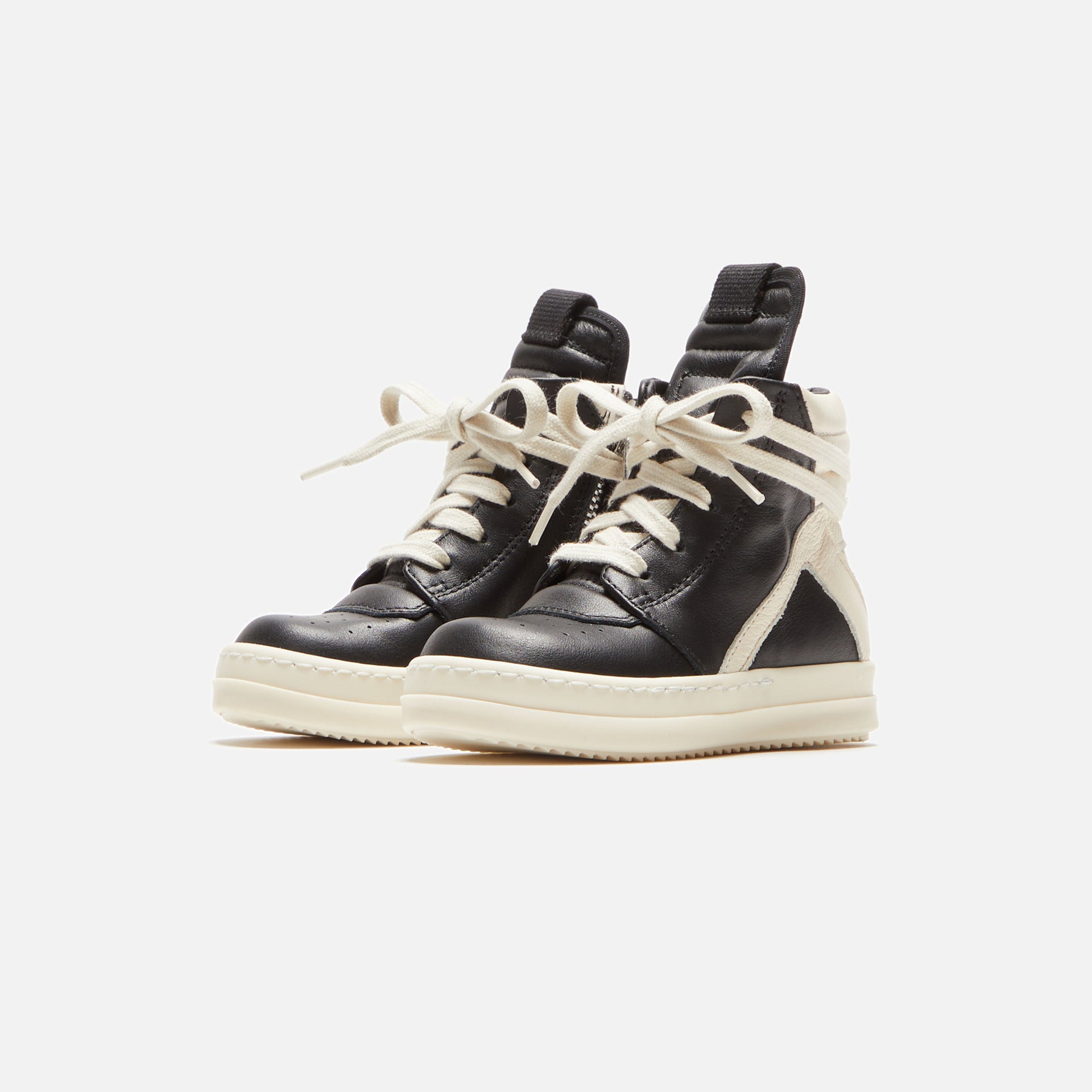 Rick Owens Baby Geobasket - Black / Milk / Milk / Scarpe in Pelle