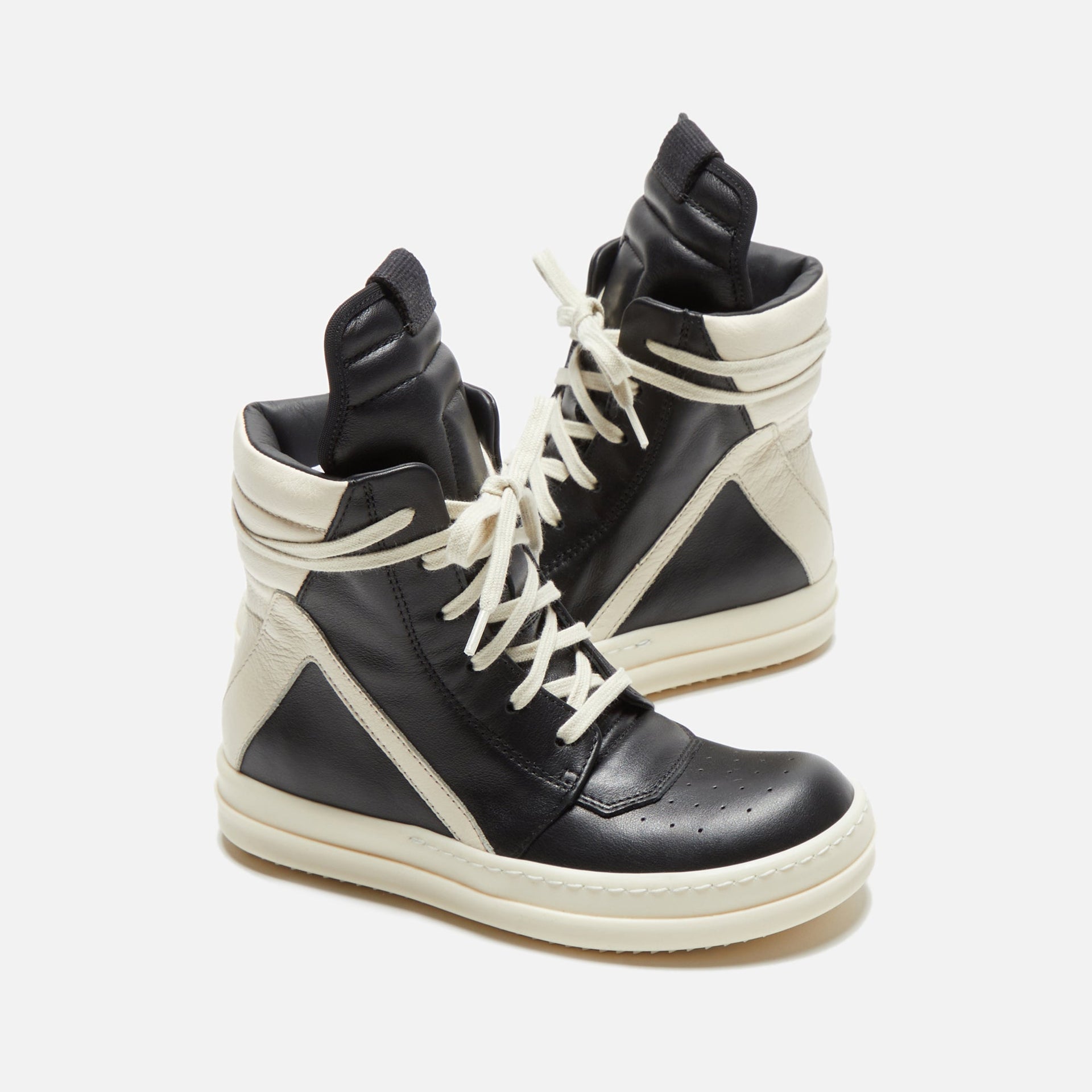 Rick Owens Kids Geobasket  - Black / Milk / Milk Scarpe in Pelle