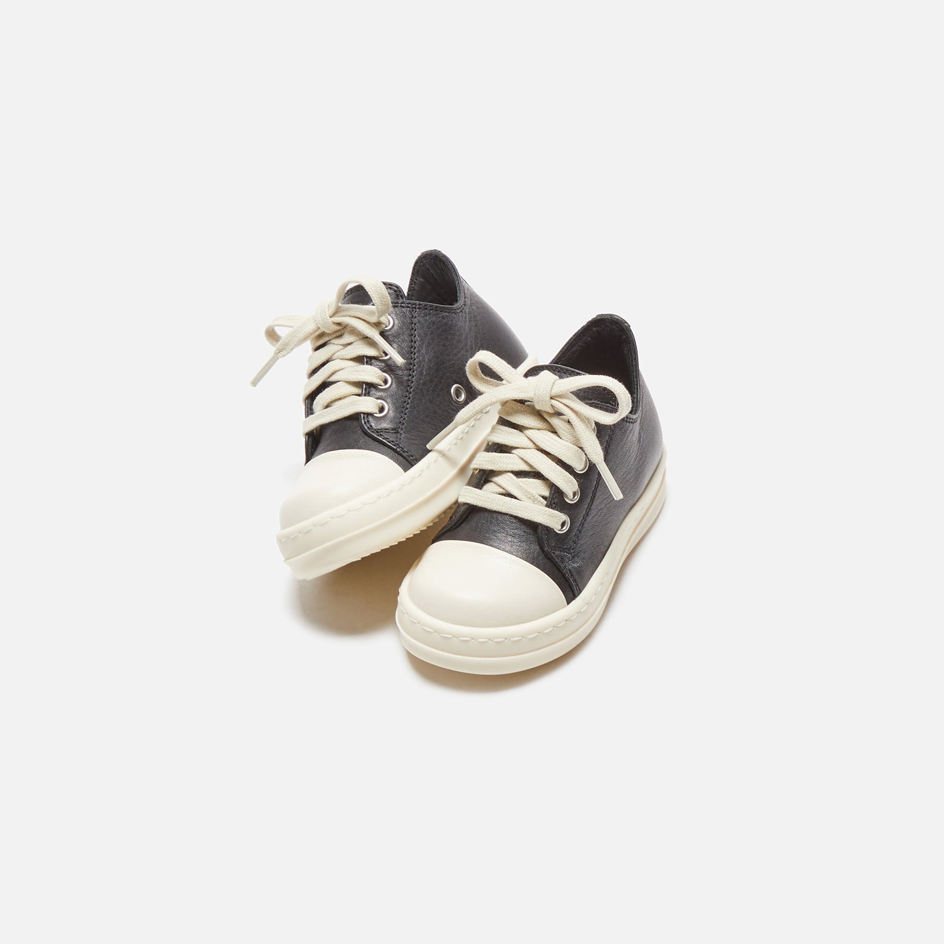 Rick Owens Baby Scarpe Pelle Low Sneakers - Black / Milk