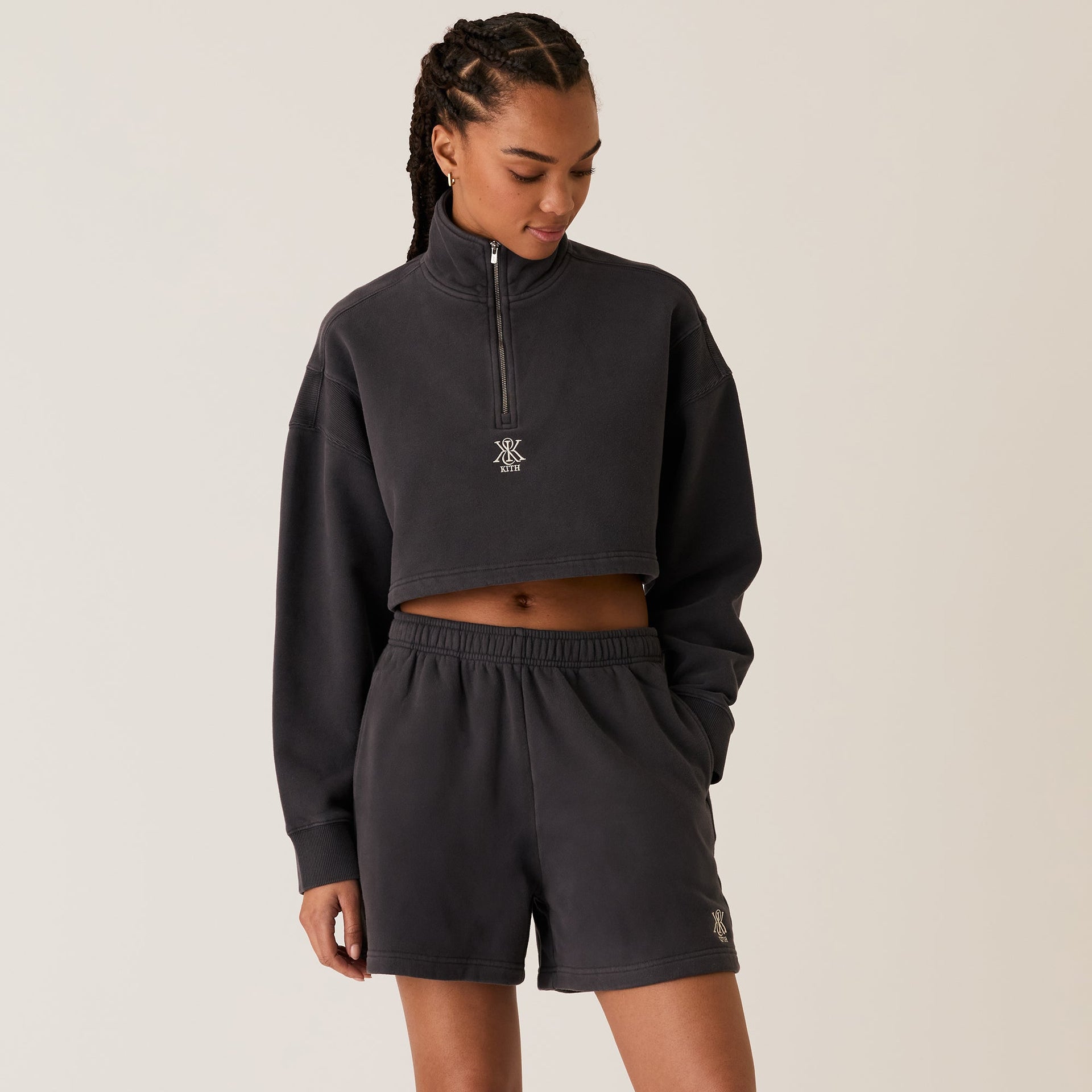 Kith Women Vesper Sueded Quarter Zip - Gotham