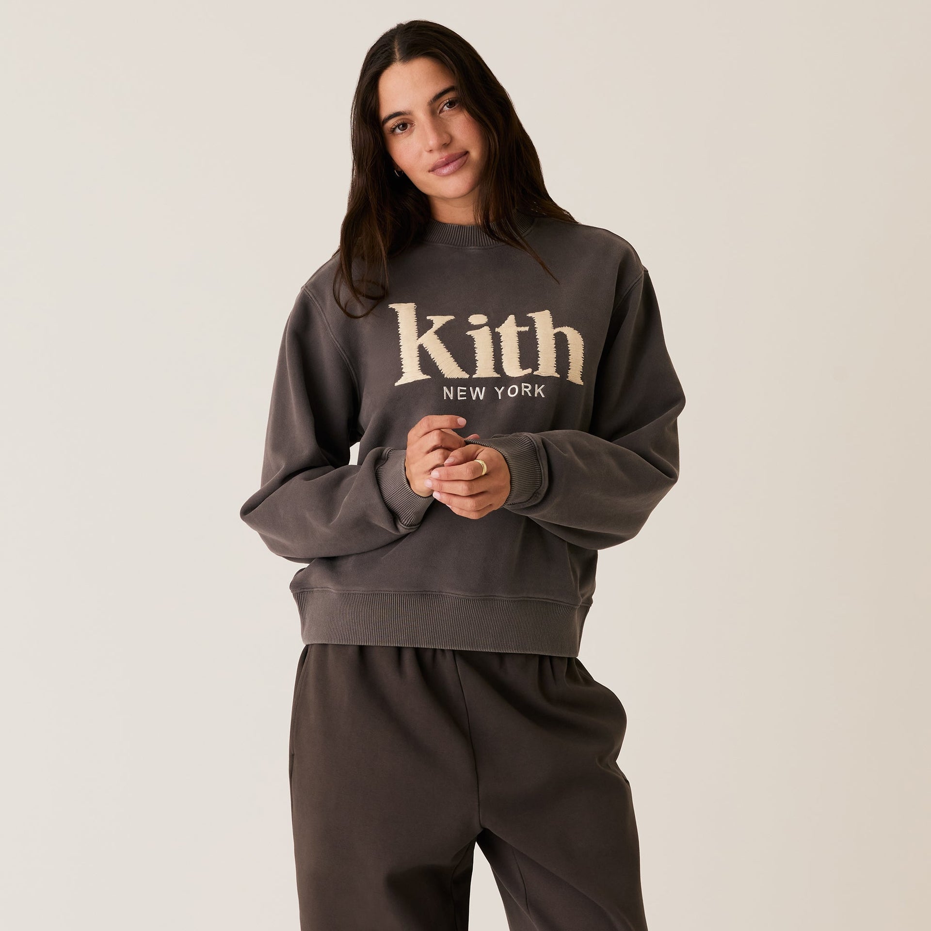 Kith Women Ashwin Sueded New York Crewneck - Hematite PH