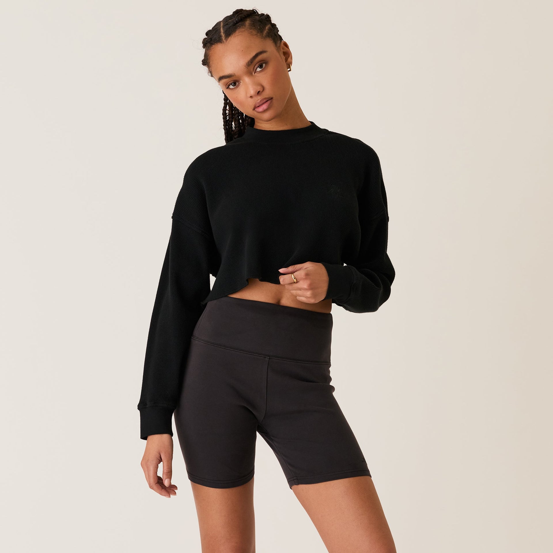 Kith Women Bryden Waffle Long Sleeve - Black PH