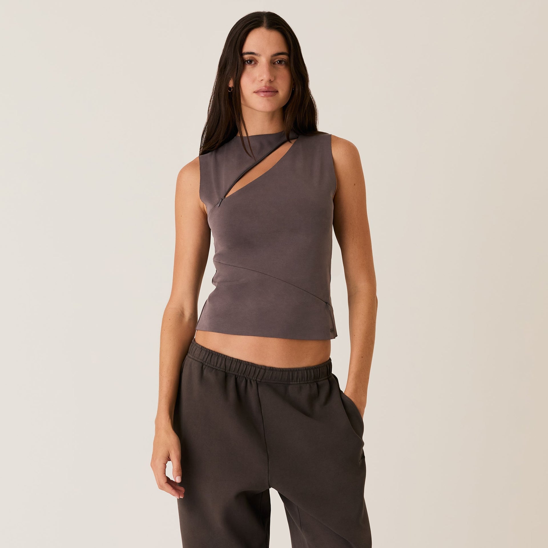 Kith Women Scarlett Zip Shell Tank - Hematite PH