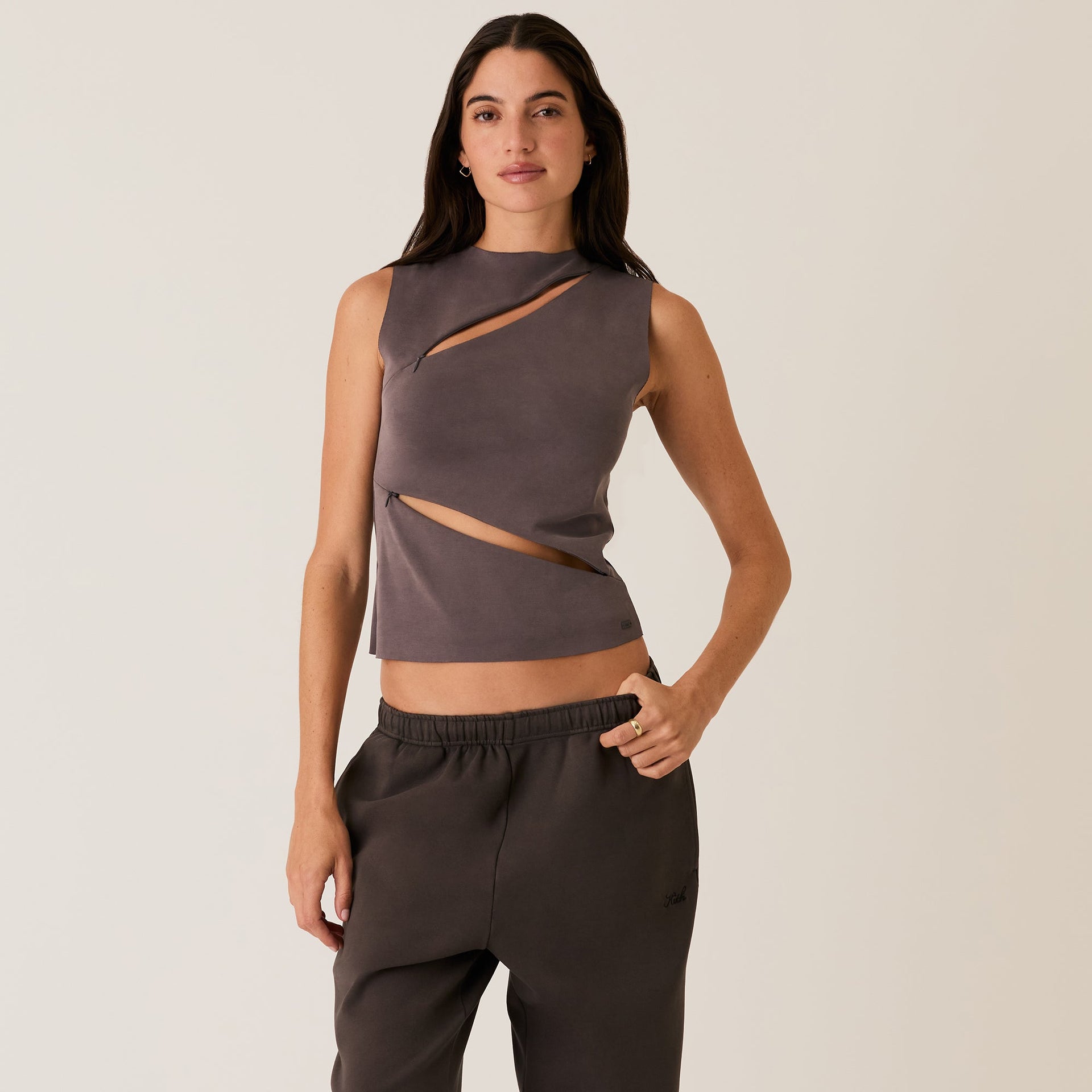 Kith Women Scarlett Zip Shell Tank - Hematite