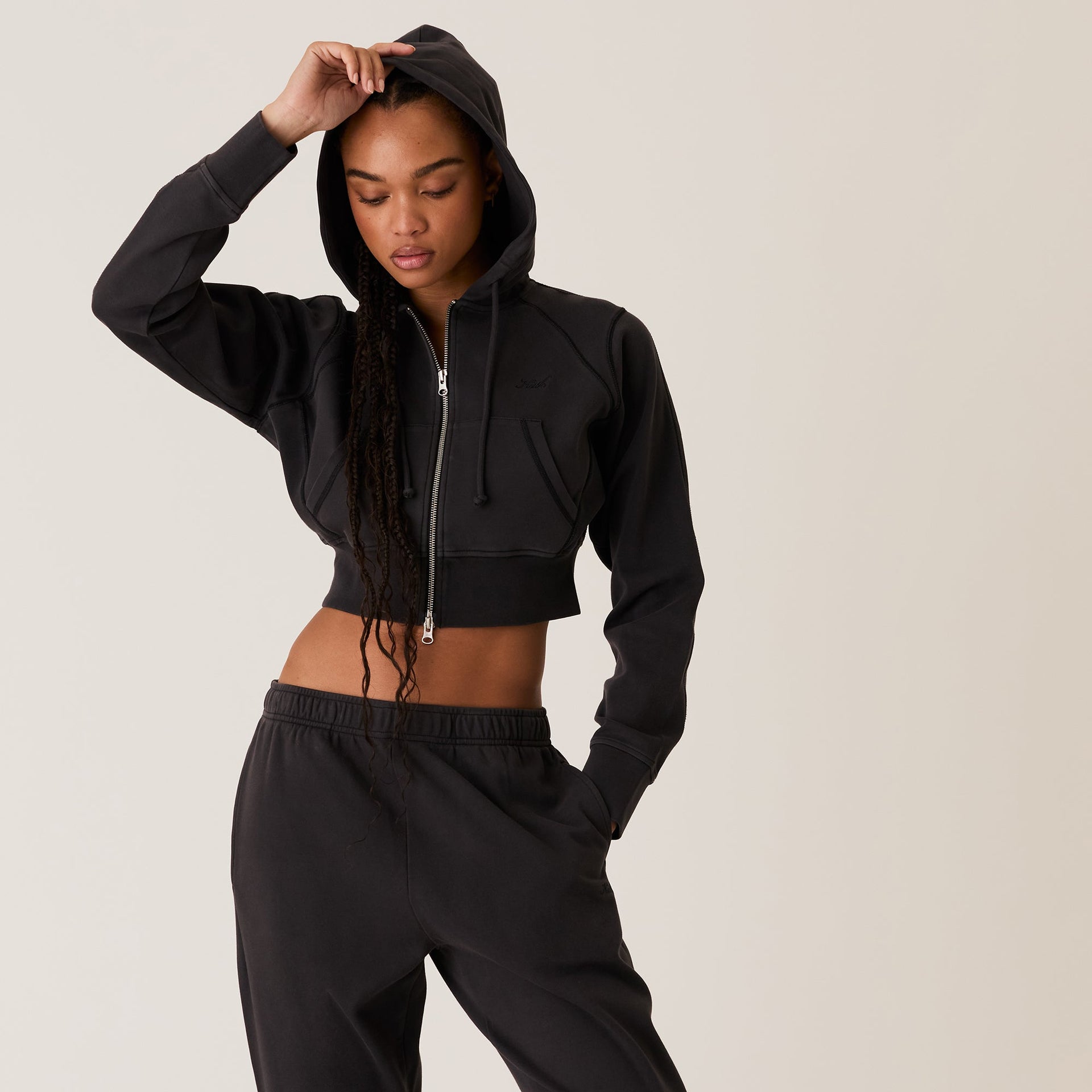 Kith Women Davin Cropped Hoodie - Black PH